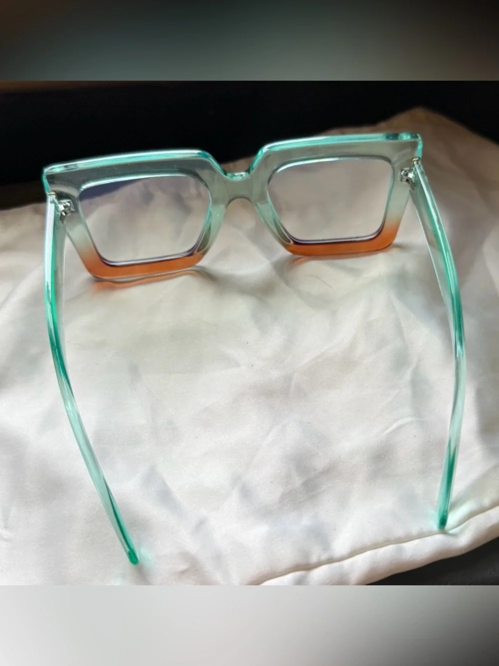 Women’s Oversized Square Sunglasses - Teal and Orange